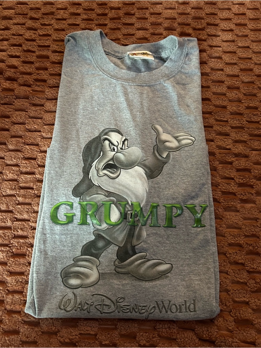 Disney Grumpy Graphic Tee - Gray with Green Text